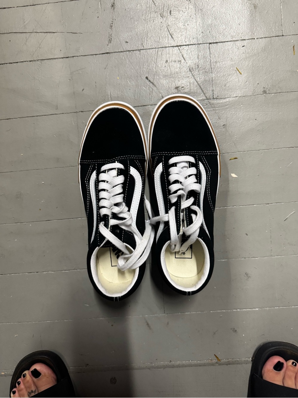 Vans Black and White Platform Sneakers GUM bottom